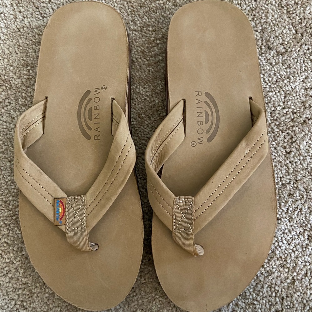 Rainbow flip flops